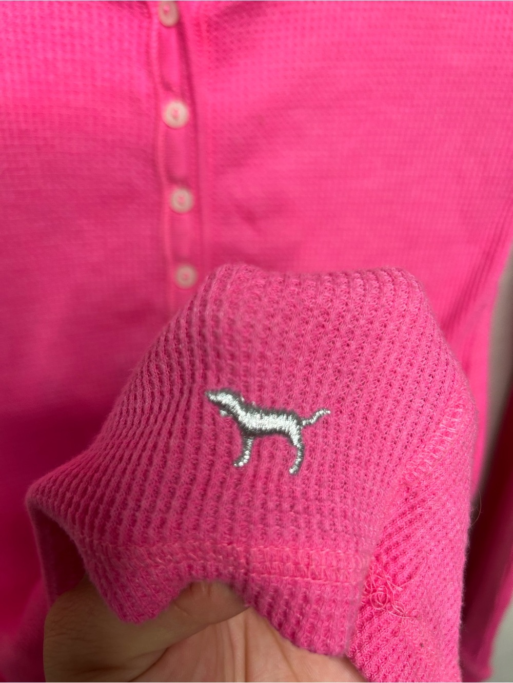 PINK Victoria’s Secret Y2K Thermal Hoodie Top size S - Picture 7 of 12